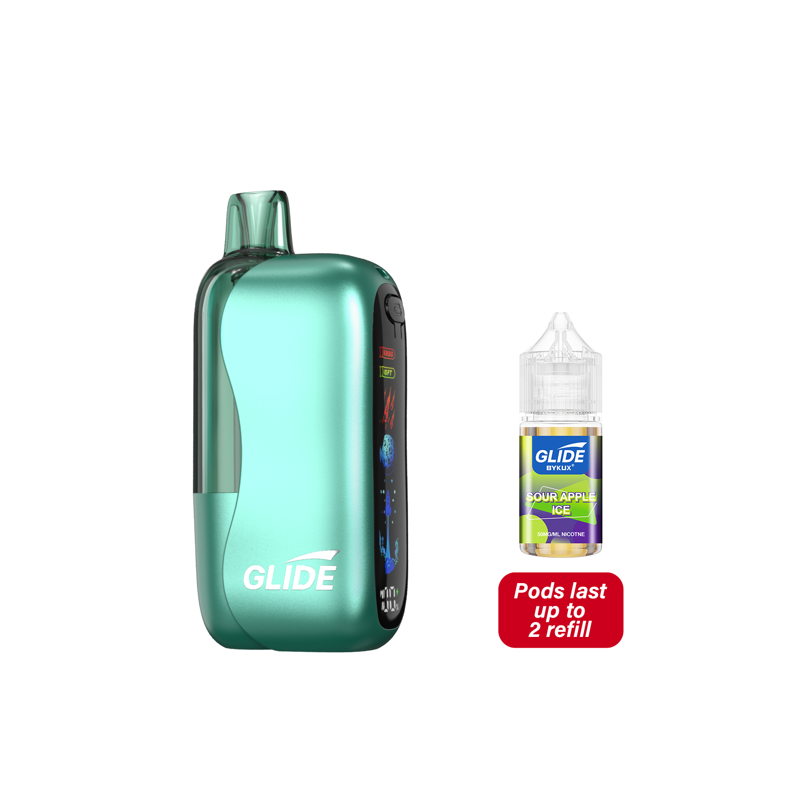 Glide 80K Pod Sour Apple Ice Disposable Vape - Black Coral
